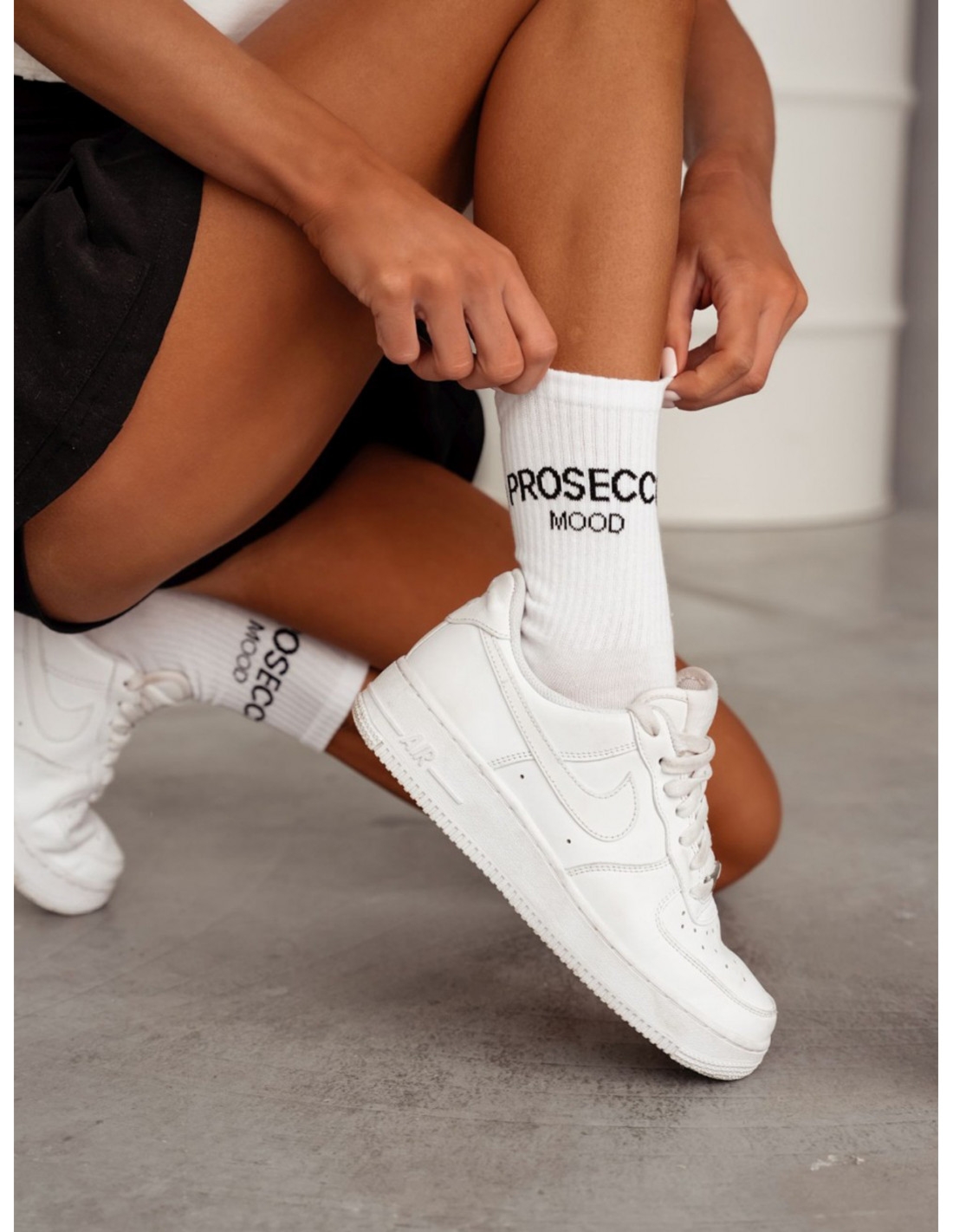 Skarpetki damskie PROSECCO MOOD - biało - czarne