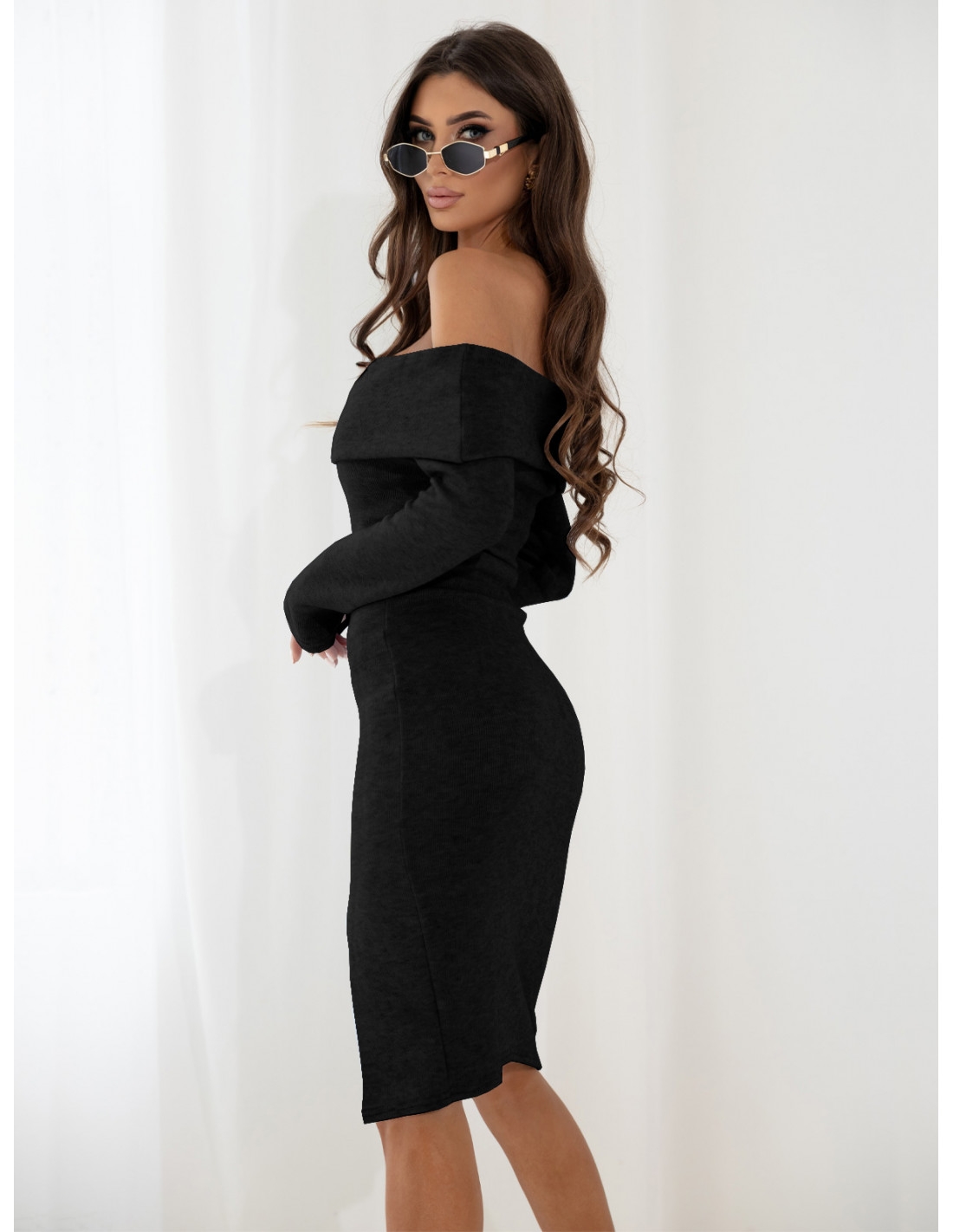 Dzianinowa sukienka hiszpanka MARCELINE - czarna