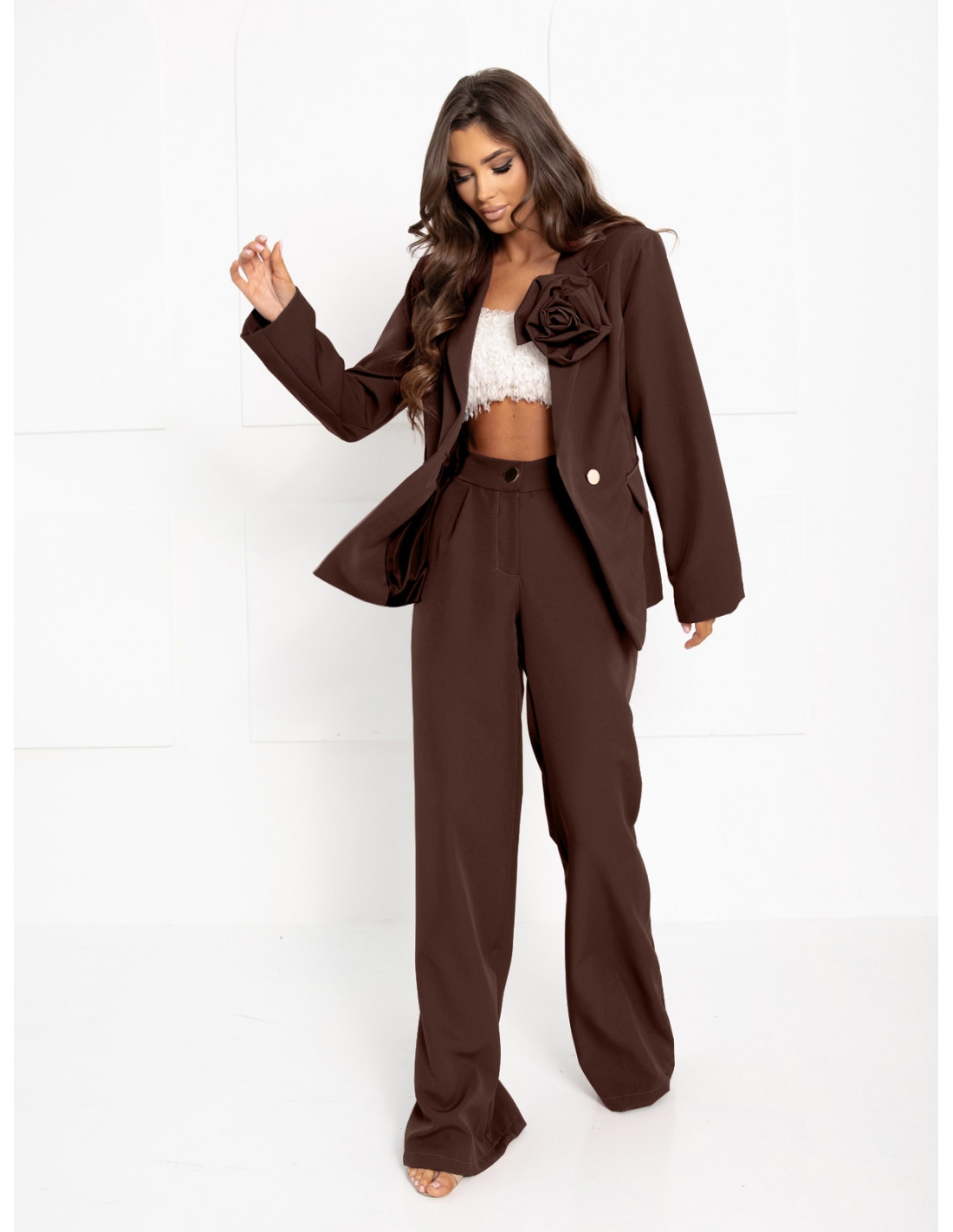 Garnitur z szerokimi spodniami KENZO - czekoladowy