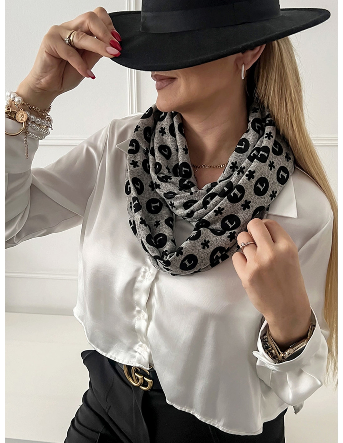 Zimowy komin szal ze wzorem - wzór 5