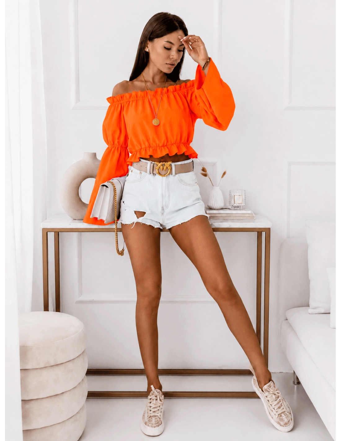 Kobieca bluzka hiszpanka LAVENA - orange