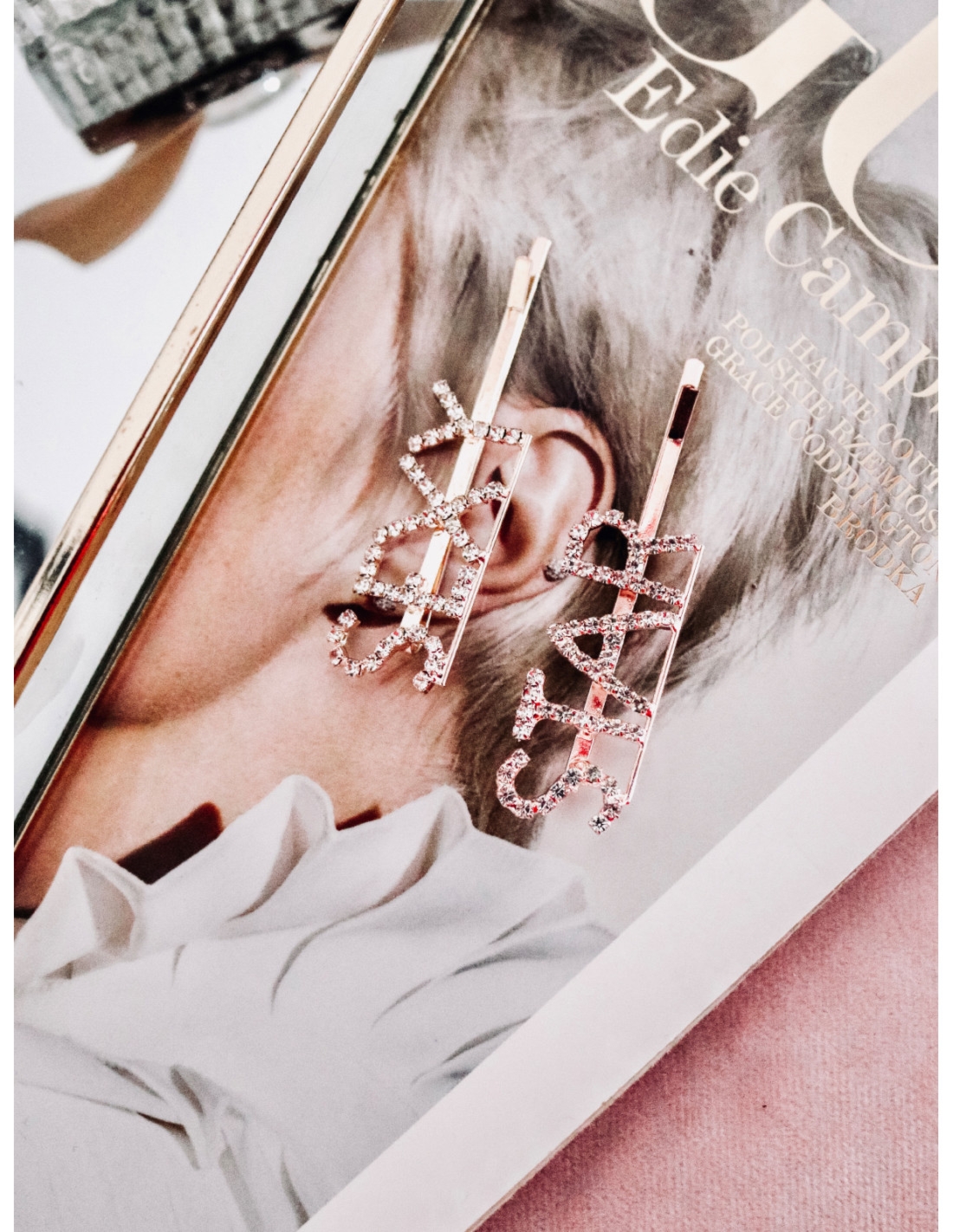 Wsuwka do włosów napis kryształ SEXY - złoto