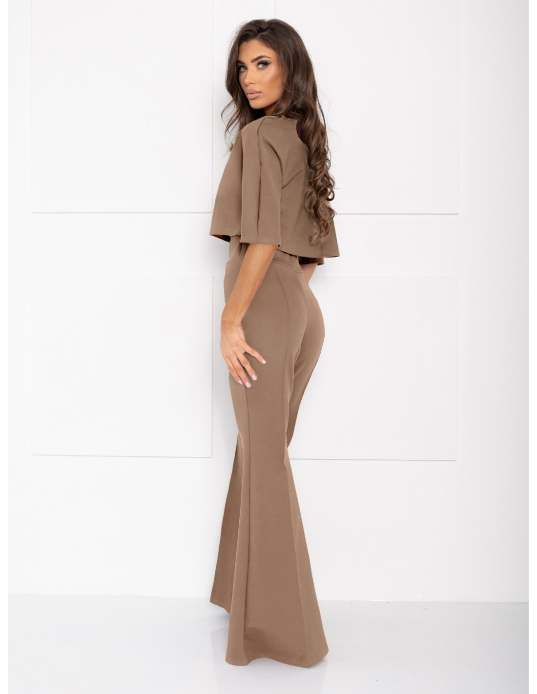 Elegancki komplet bluzka i dzwony ADIJA - cappuccino