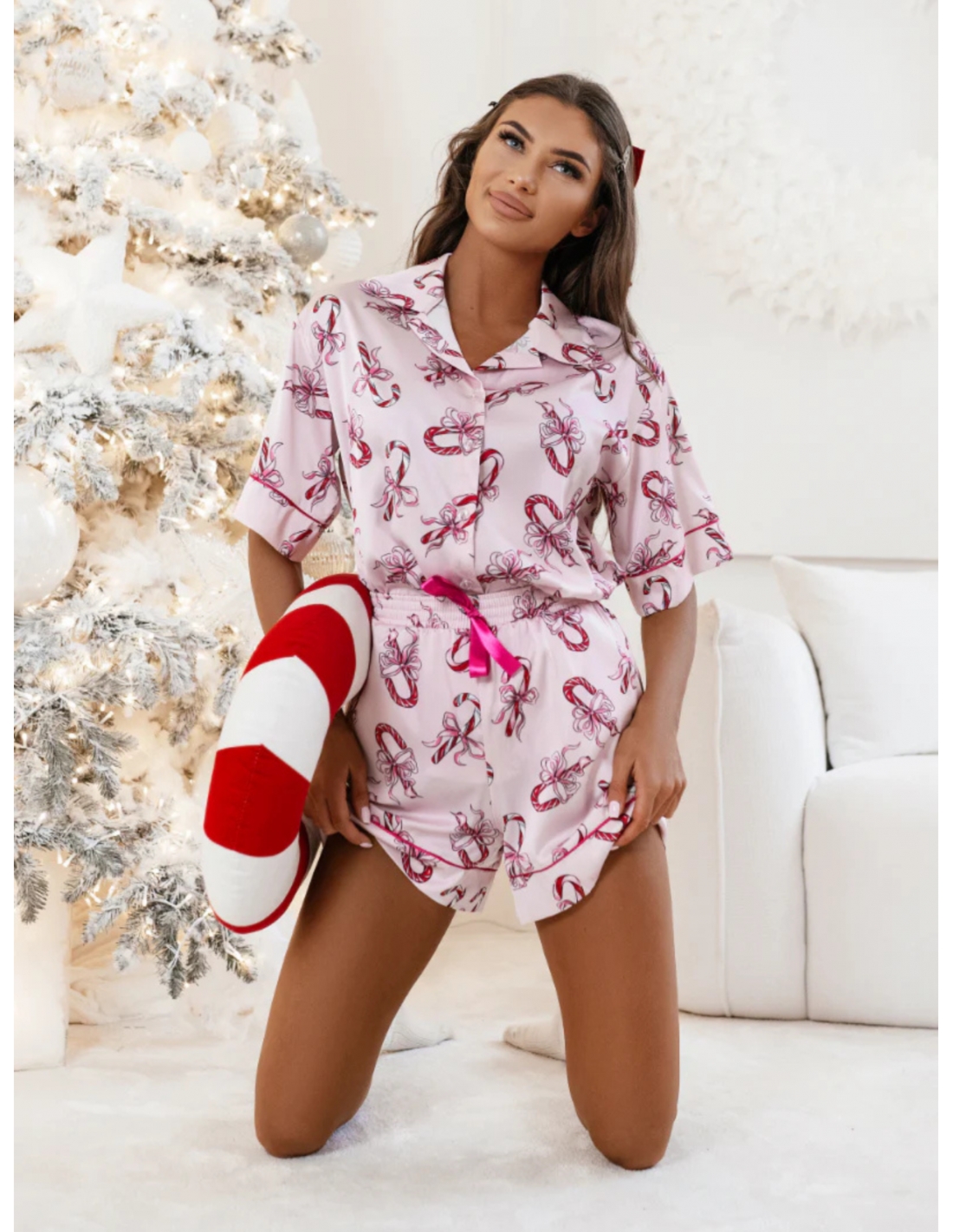 Piżama z wiskozy 2w1 Fleurette - różowa