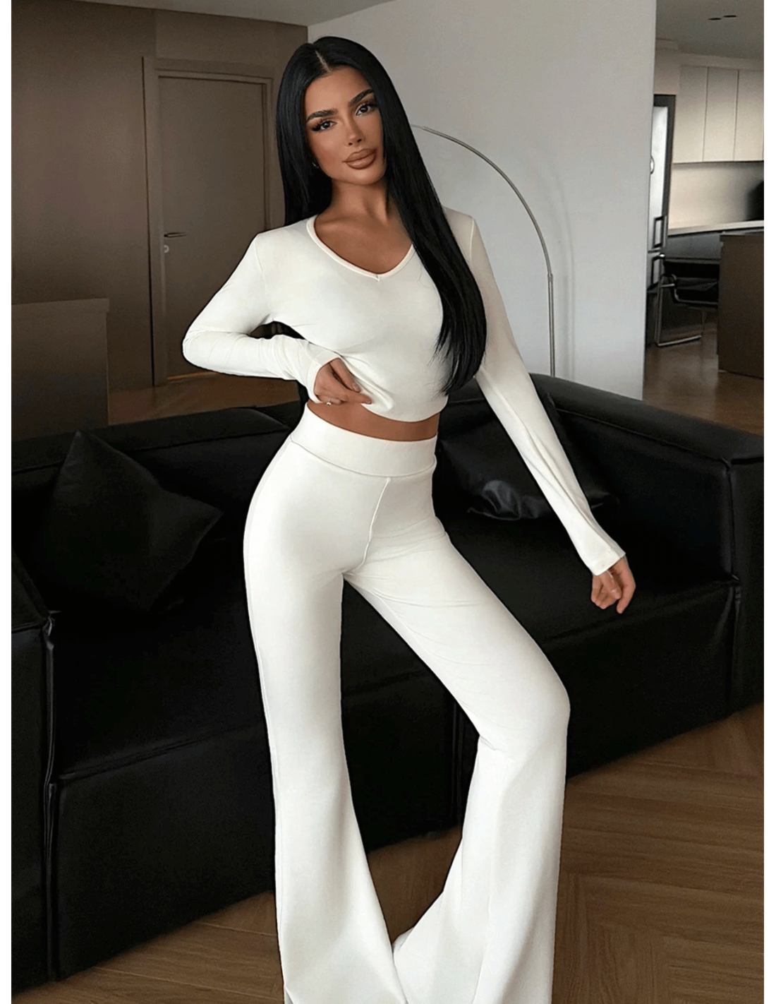 Komplet 2w1 krótki top i spodnie BOSTON - biały