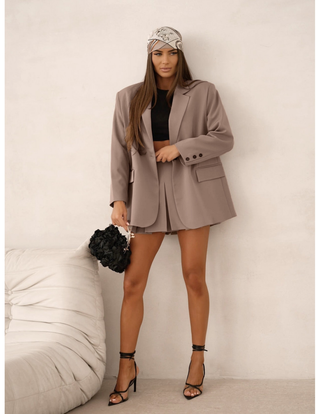 Długa oversizowa marynarka DIONISIA - fango