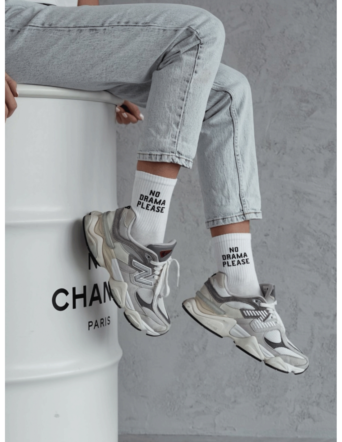 Skarpetki damskie NO DRAMA PLEASE - białe