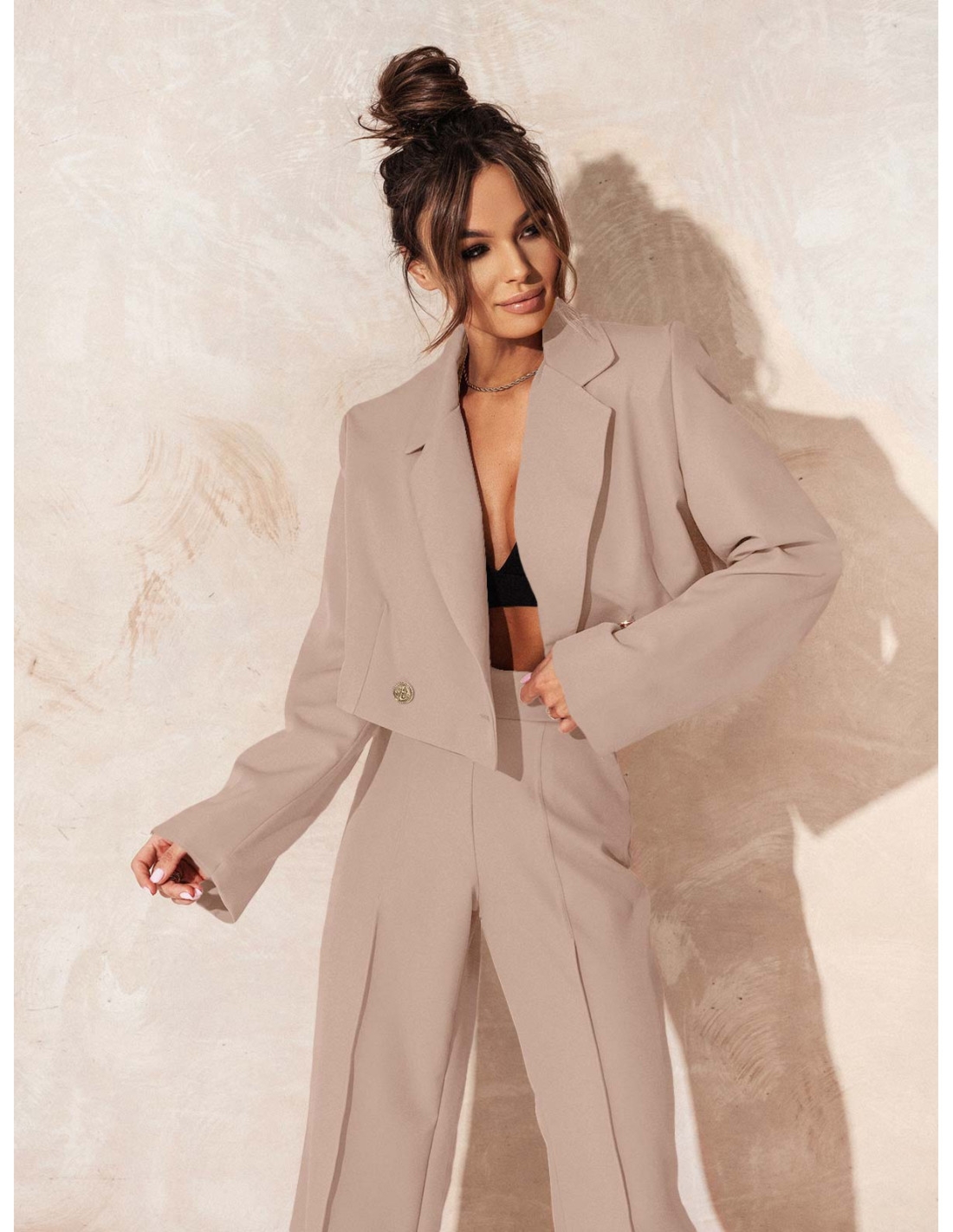 Garnitur z szerokimi spodniami HAJAM - cappuccino