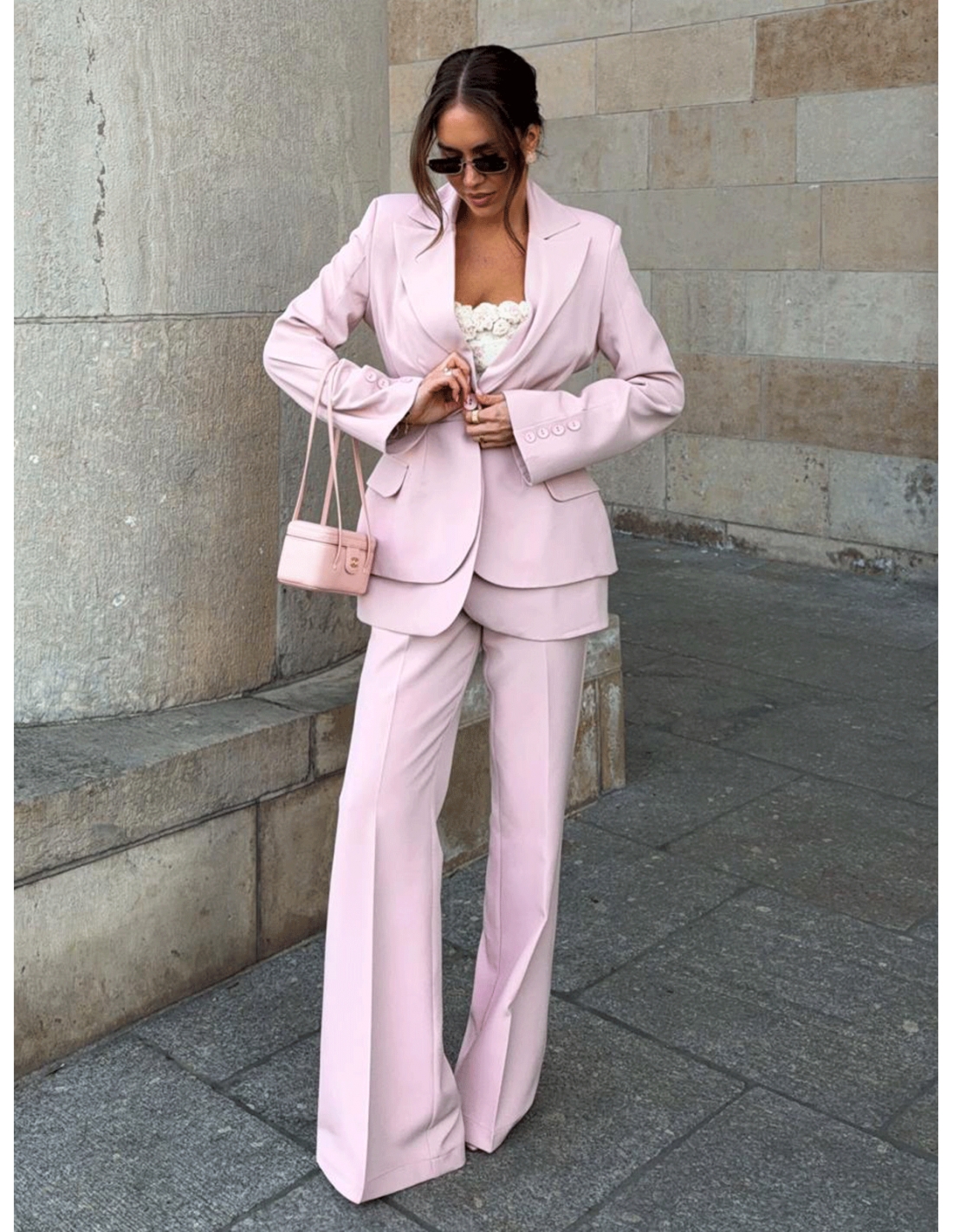 Długa taliowana marynarka ATALIA - brudny róż