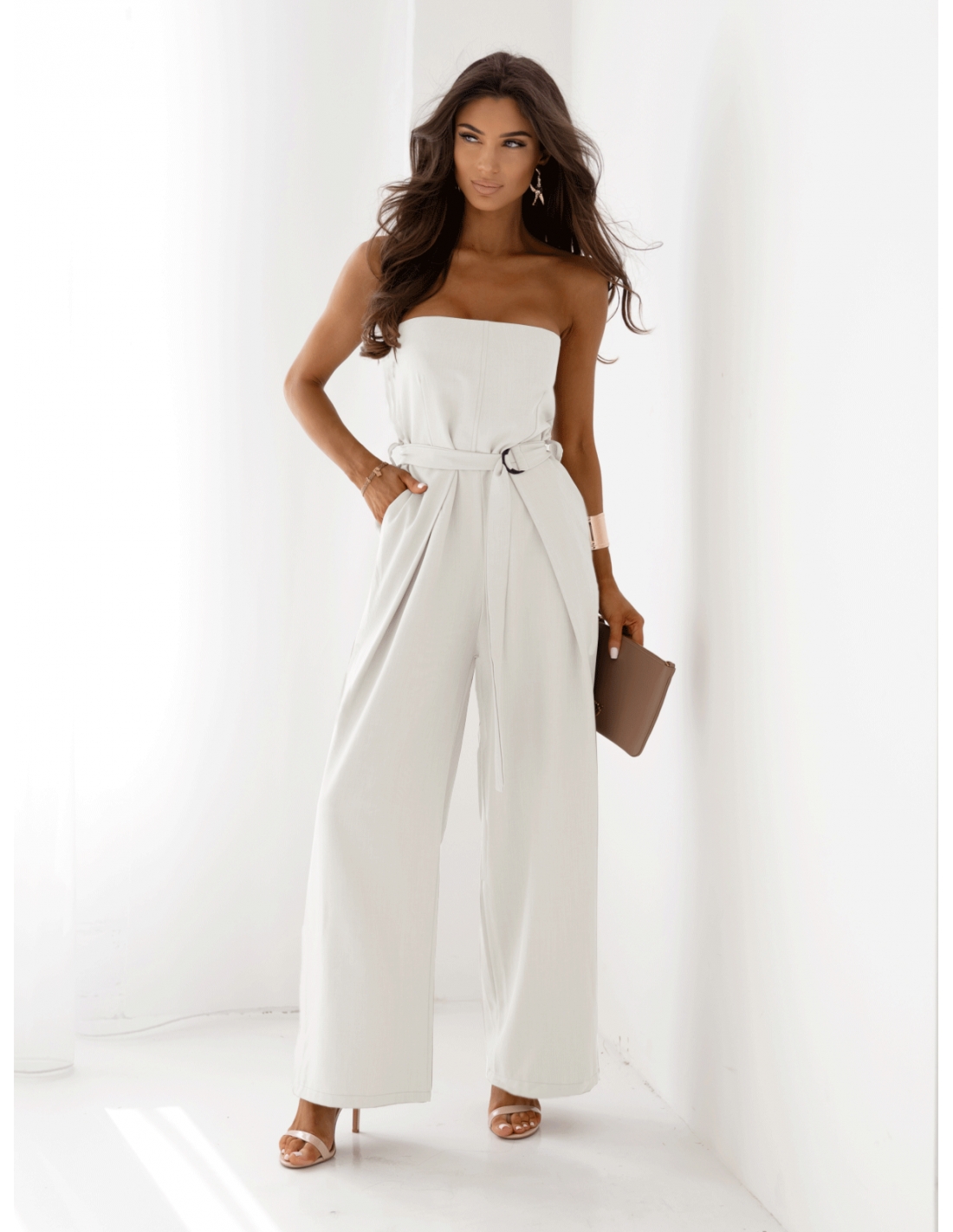 Kombinezon z szerokimi nogawkami LUIZA - biały