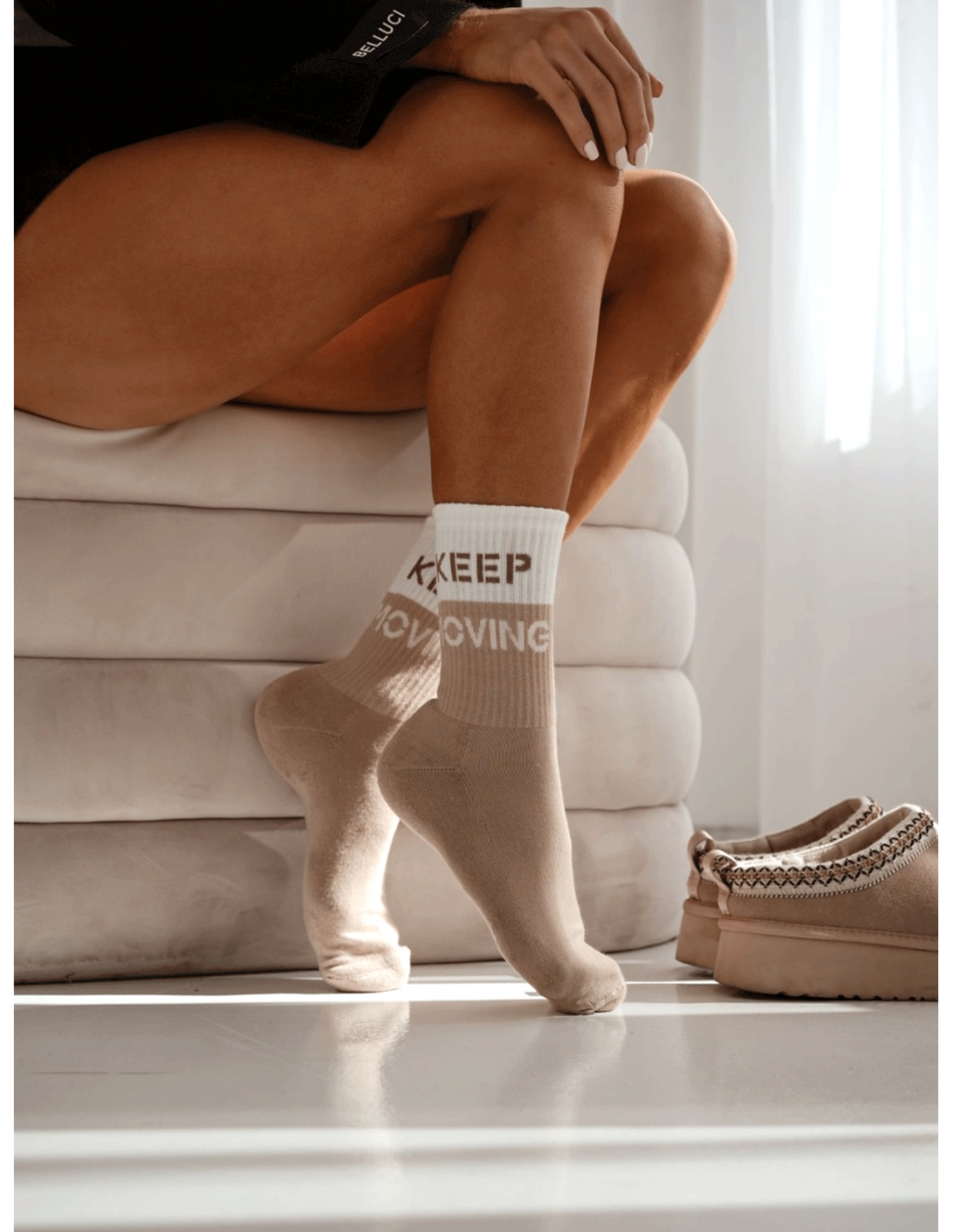 Skarpetki damskie półfrotte KEEP MOVING - beżowe