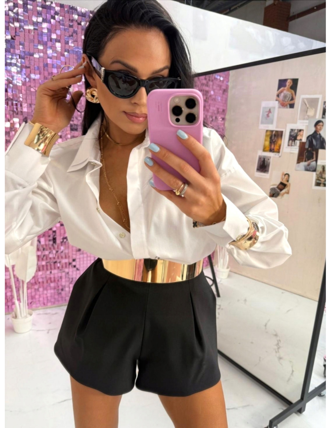 Elegancka bawełniana koszula z mankietami RANITA - biała