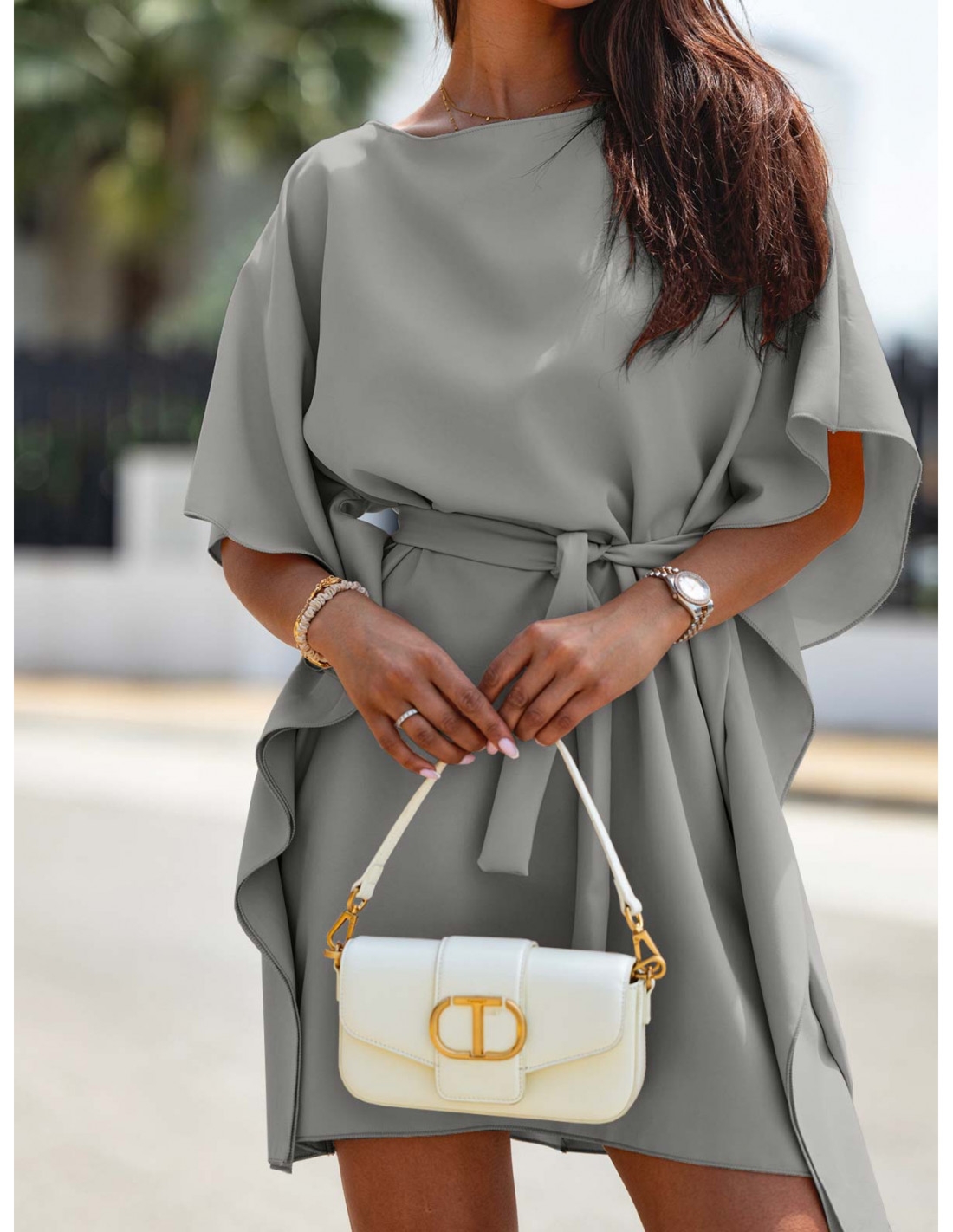 Kobieca sukienka nietoperz CANDICE - szara