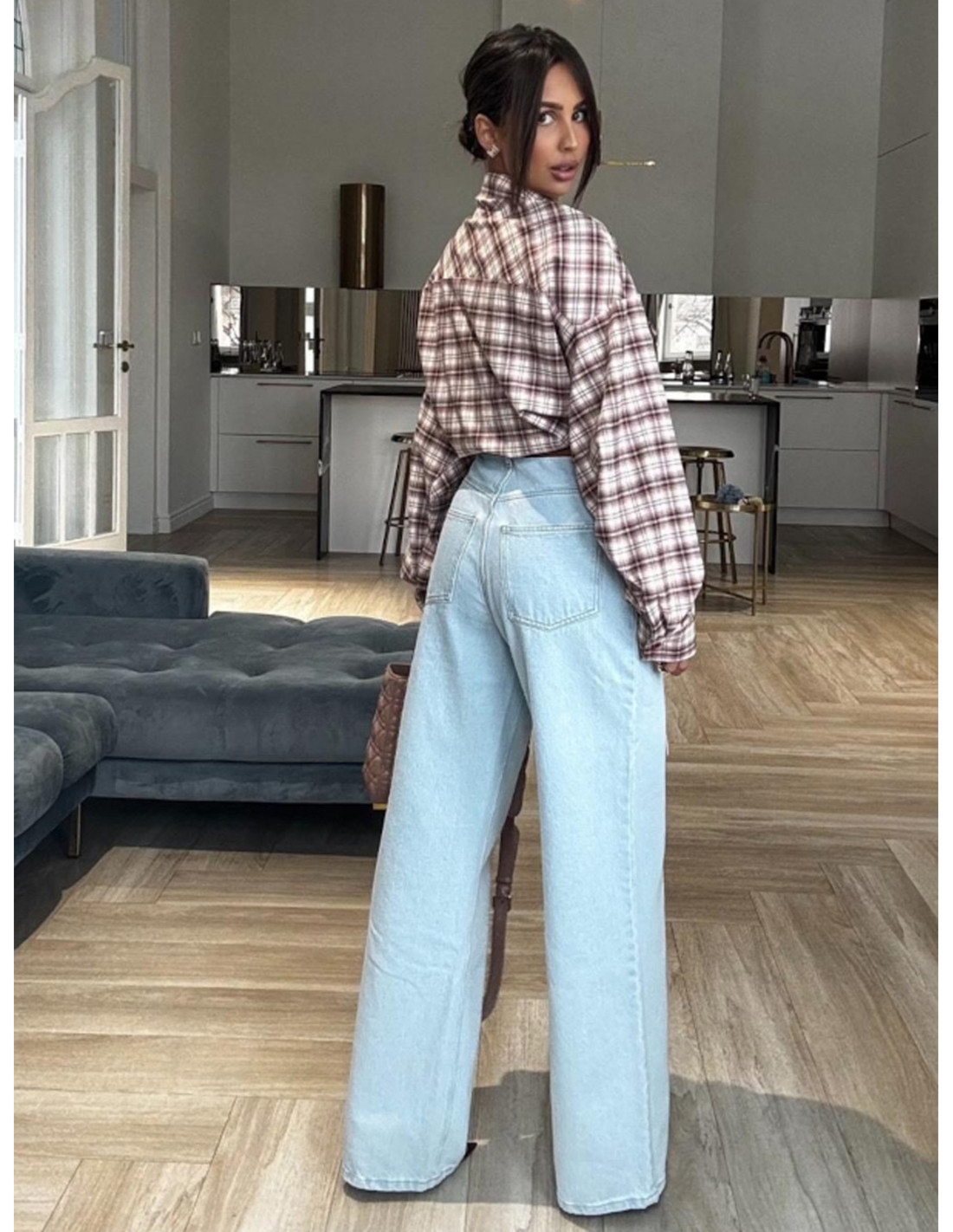 Spodnie jeansy z szerokimi nogawkami VIDAR - jasny jeans