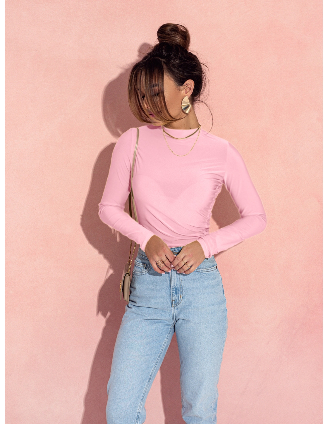 Elastyczne body CORALIN - pudrowy róż