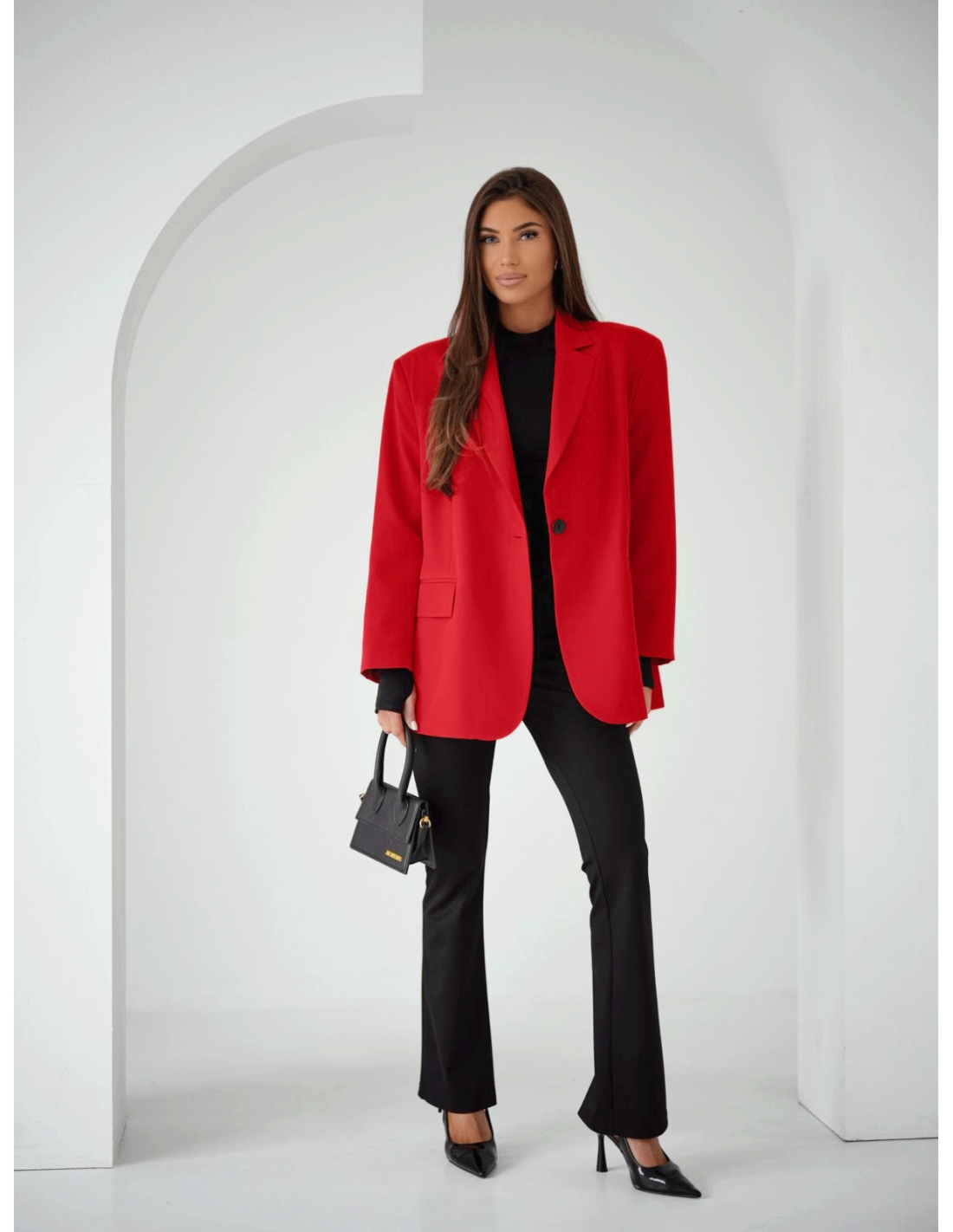 Długa oversizowa marynarka DIONISIA - czerwona