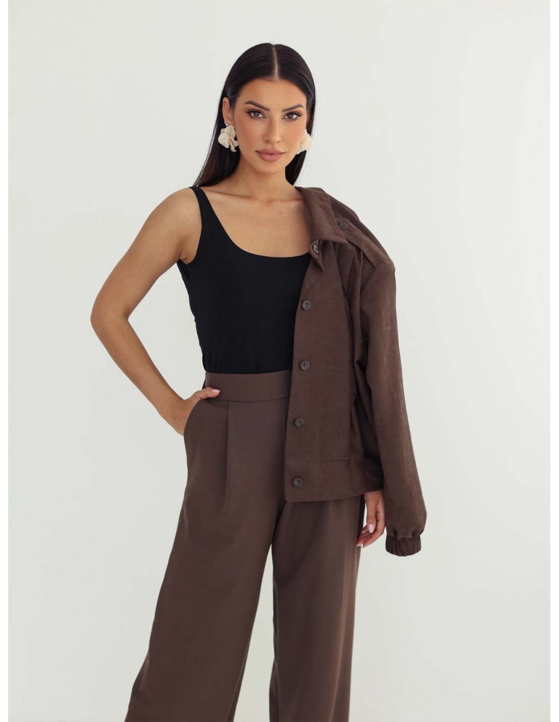 Zamszowa kurtka katana TAVIA - czekoladowa