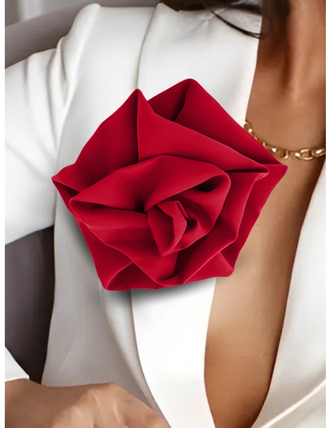 Broszka przypinana róża materiałowa - czerwona