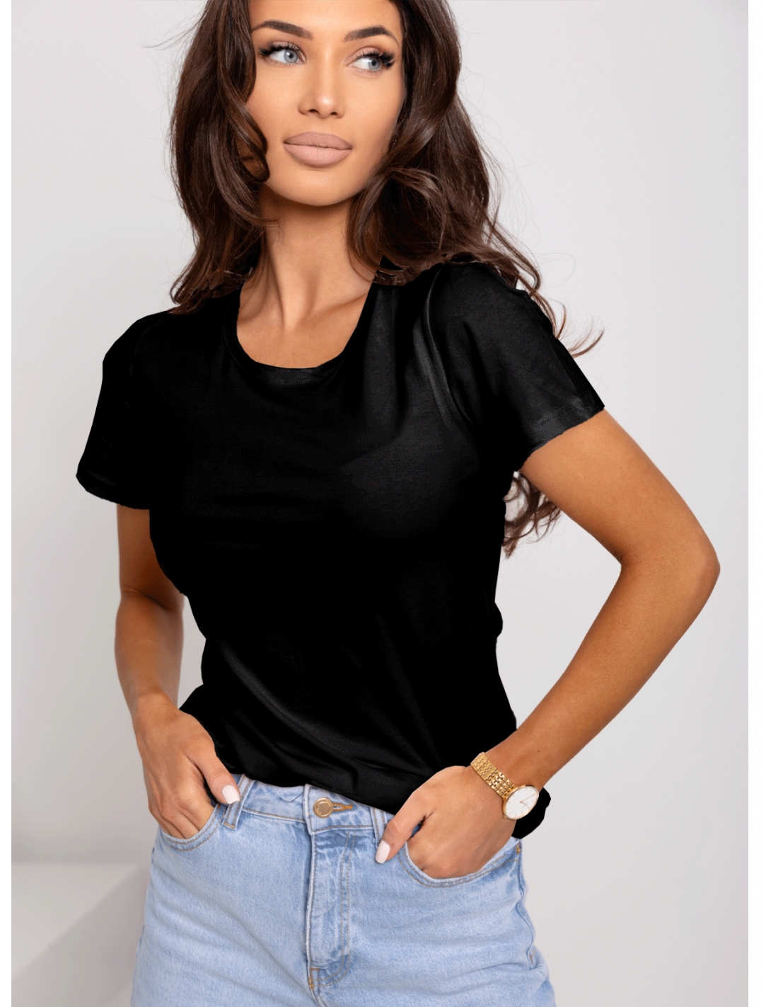 Bawełniany klasyczny t-shirt NESS - czarny