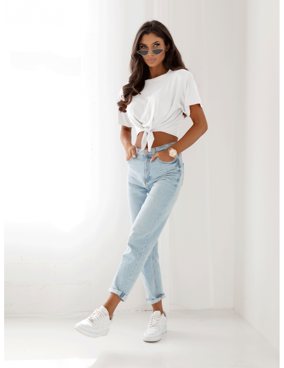 Wiązany top z wiskozy TOLA - biała