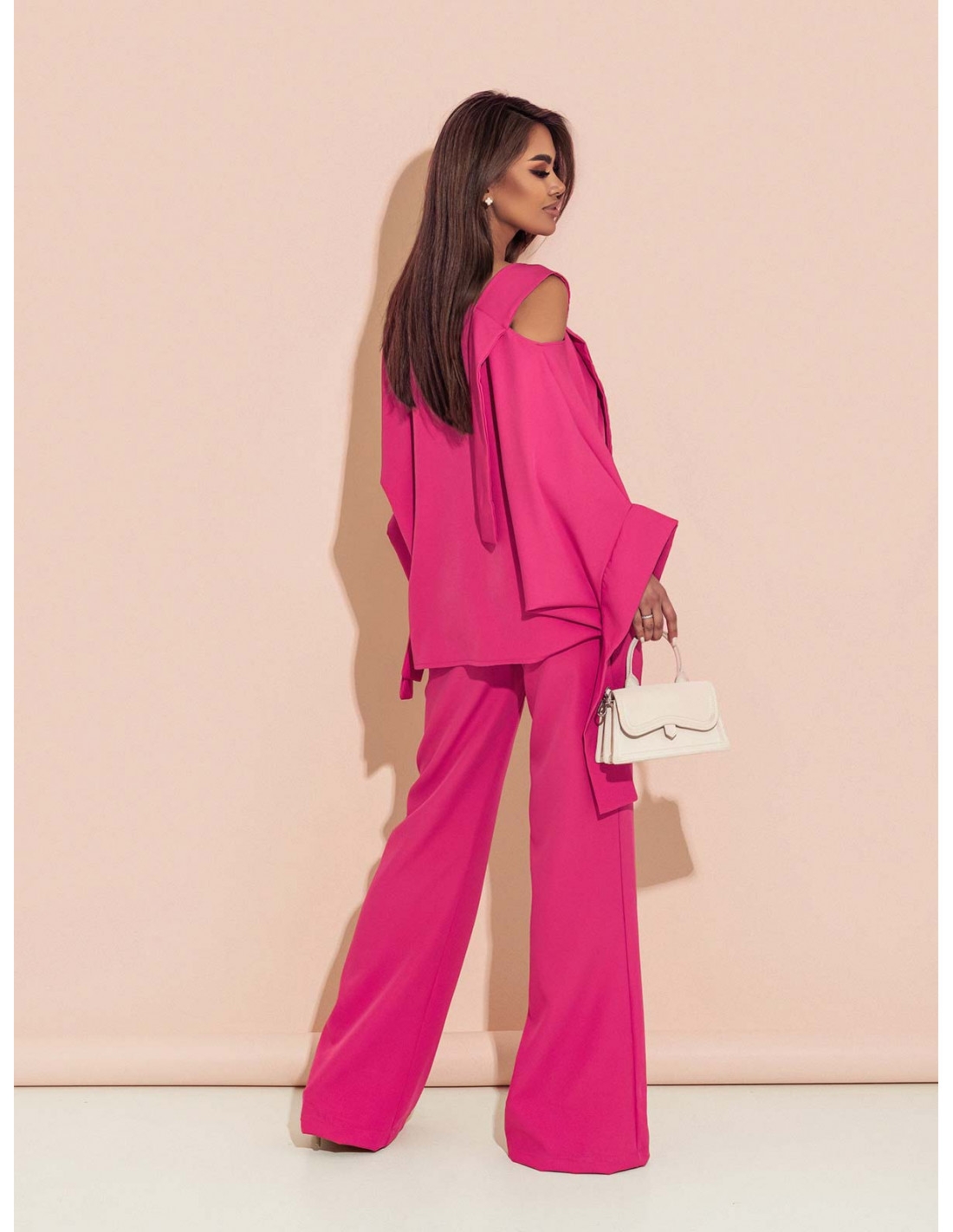 WP elegancka bluzka narzutka oversize - fuksjowa