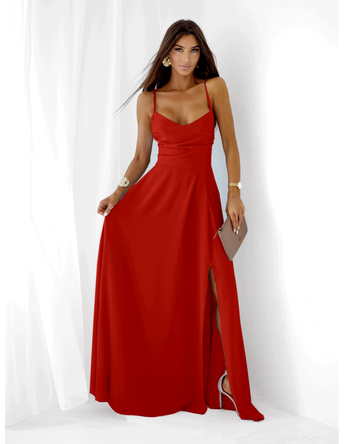 Sukienka maxi na ramiączkach LYANNE - czerwona