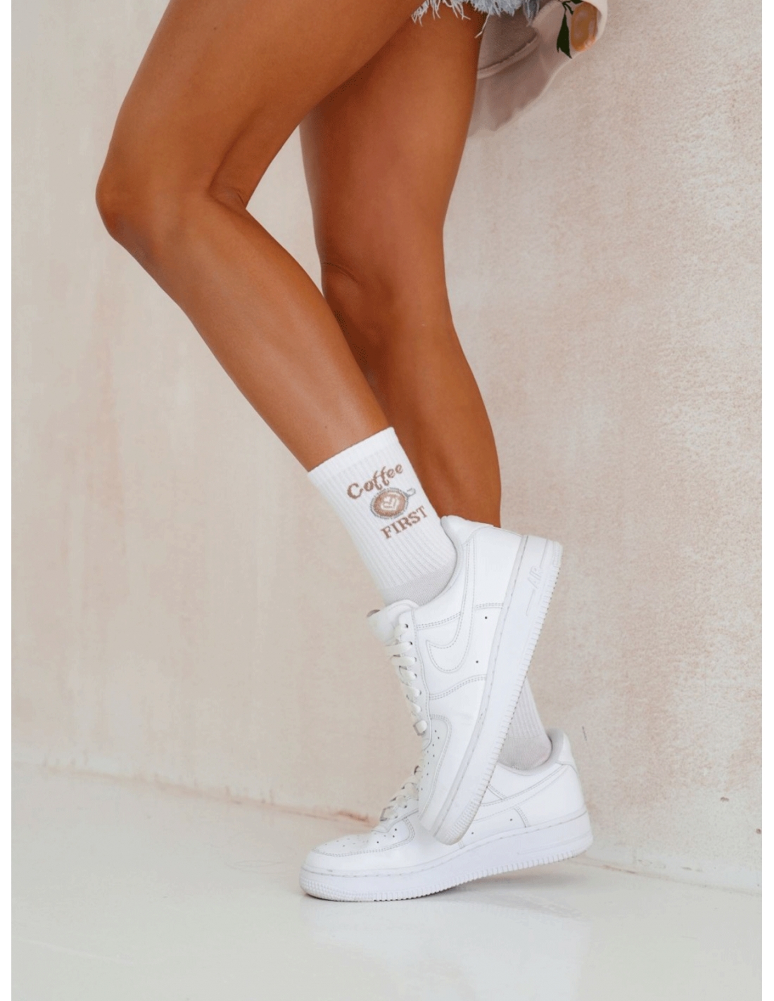 Skarpetki damskie COFFE FIRST - białe