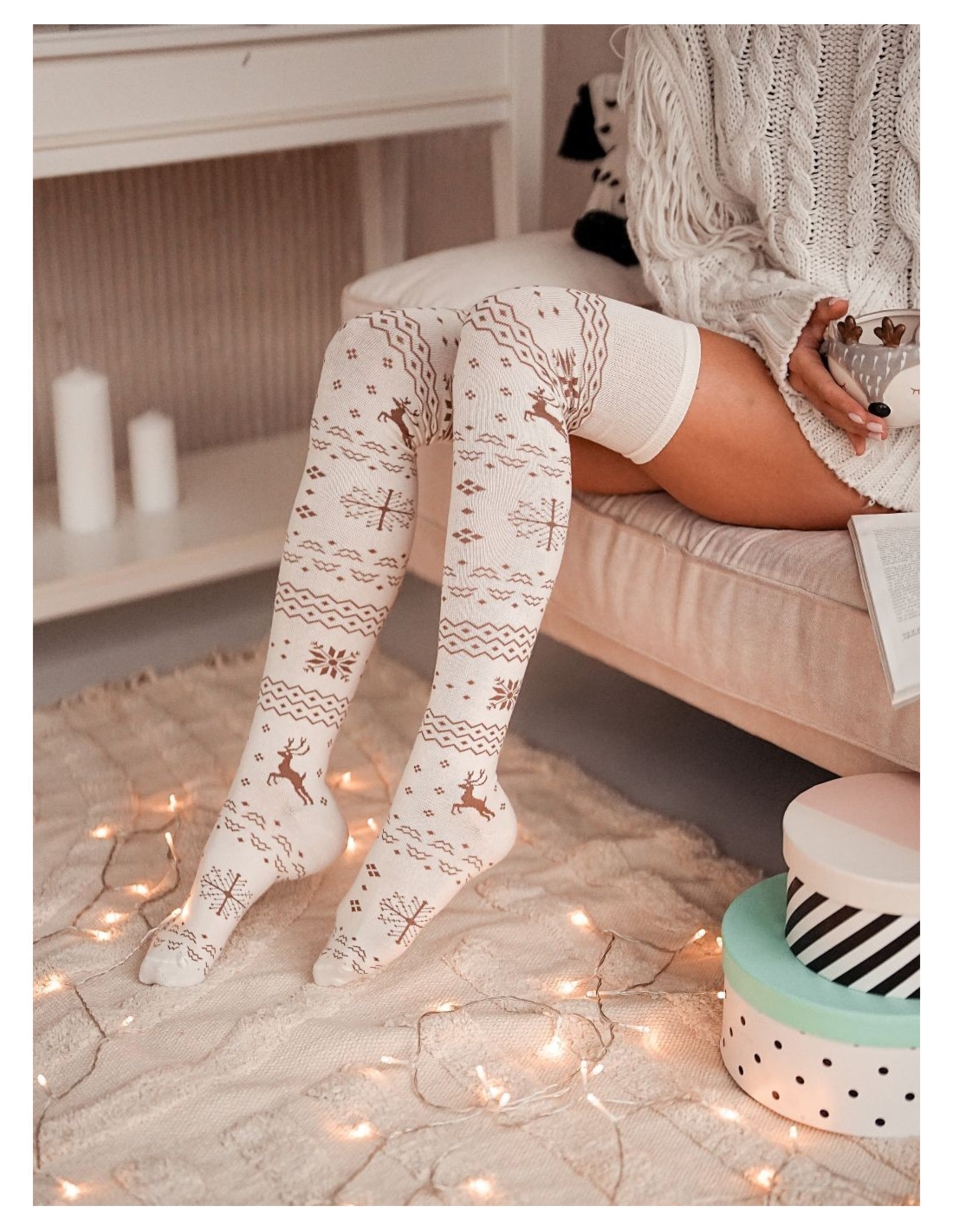 Zakolanówki norweskie motyw świąteczny - wzór 5