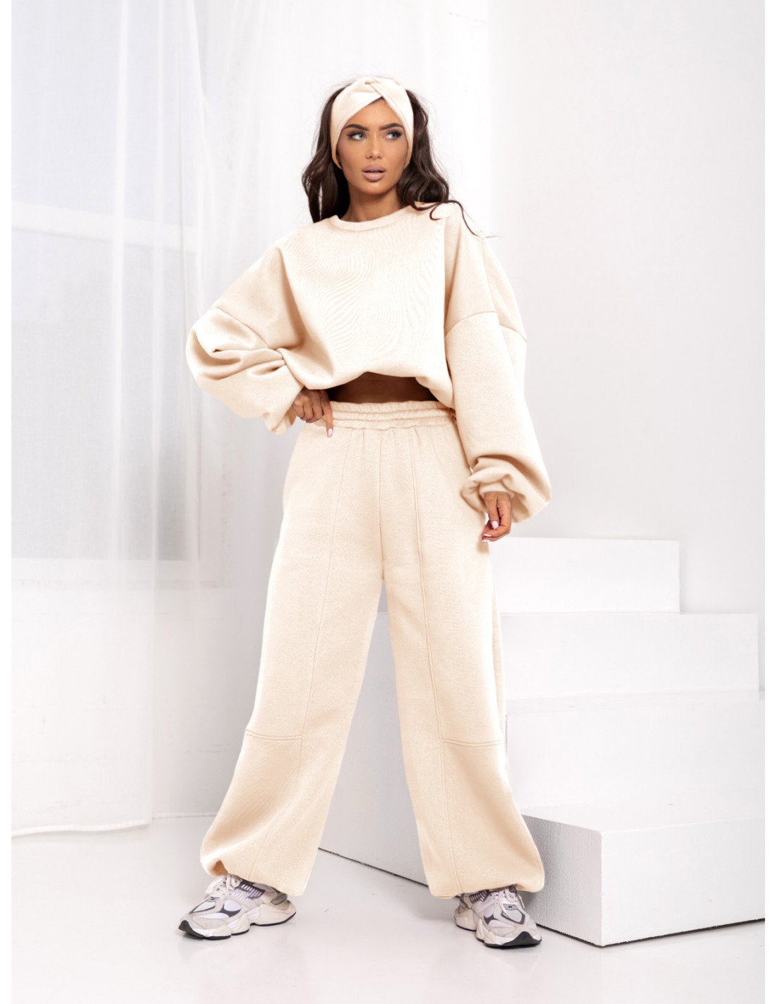 Komplet dresowy bluza + spodnie NIRVANI – waniliowy