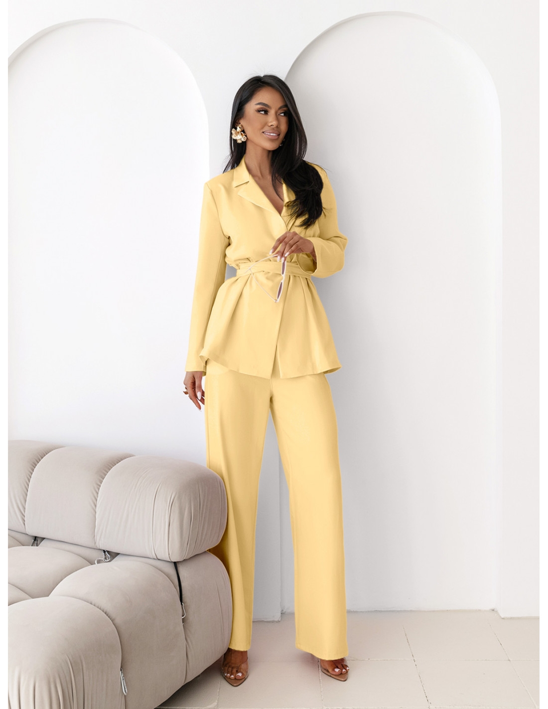 Garnitur marynarka i szerokie spodnie OMARI - bananowy