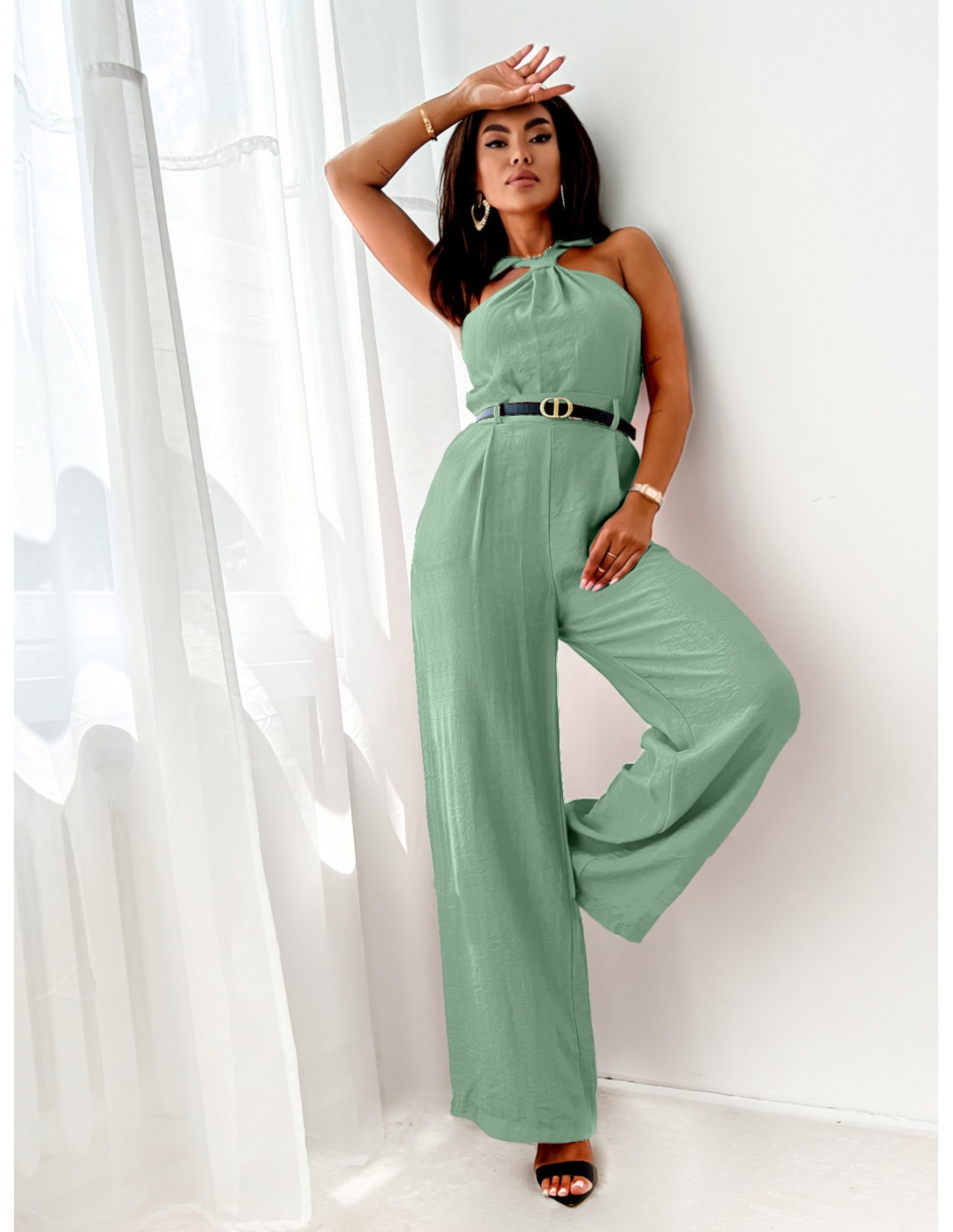 Kombinezon z odkrytymi ramionami ELOWEN - miętowy