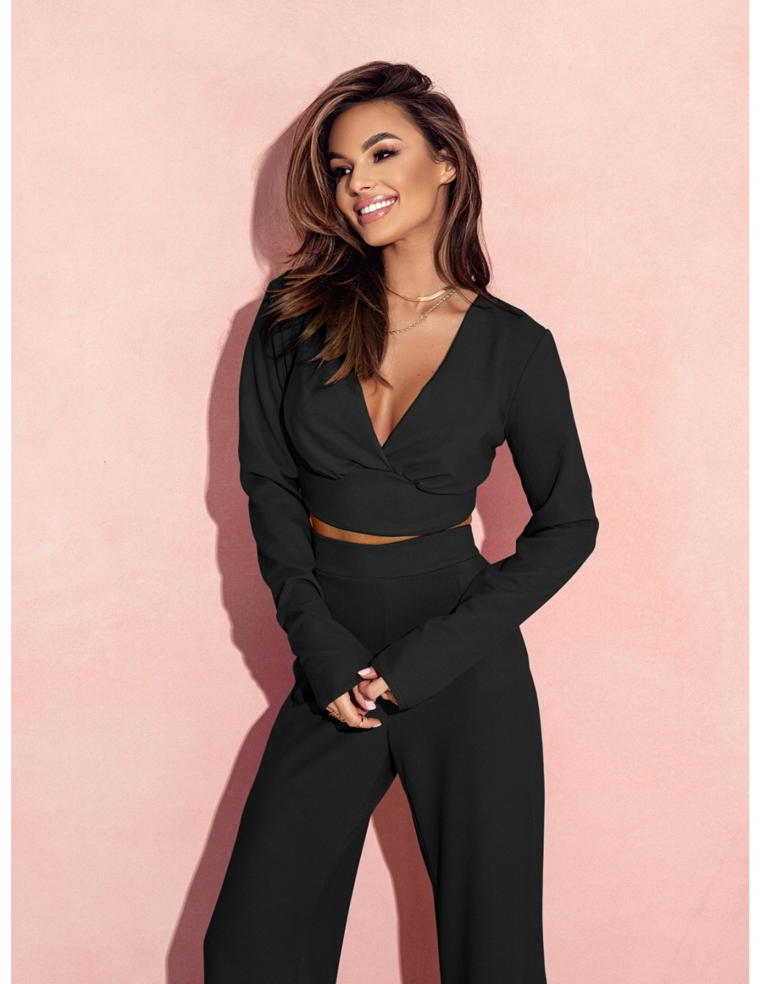 Elegancki komplet ze spodniami FAIZA - czarny