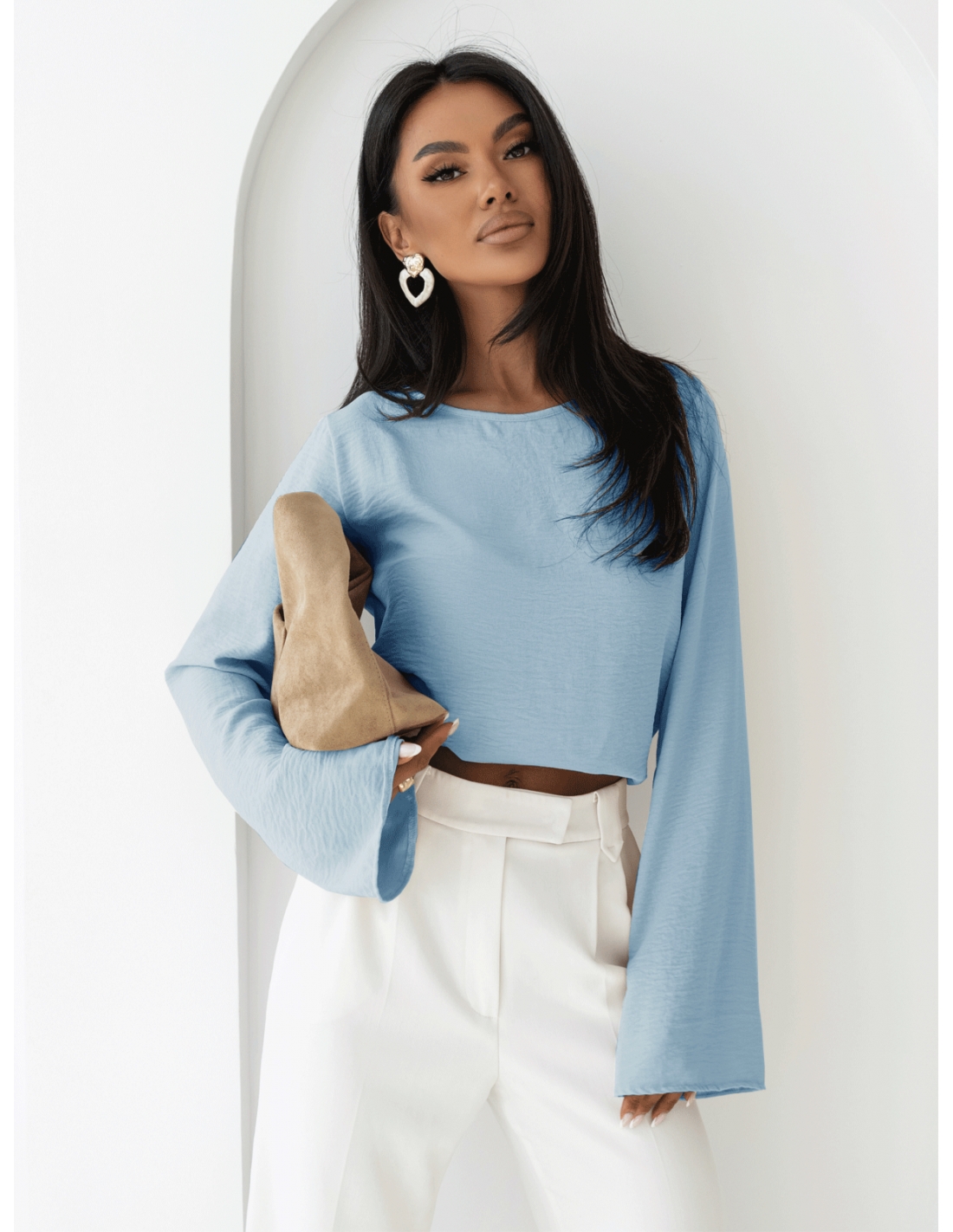 Bluzka z szerokimi rękawami MICHIE - błękitna