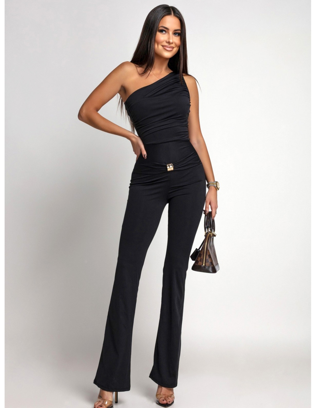 Asymetryczny dopasowany kombinezon TIKALA - czarny