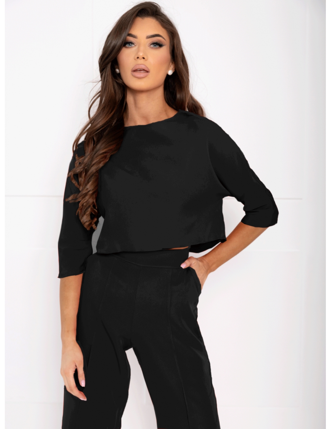 Elegancki komplet ze spodniami JASIRA - czarny