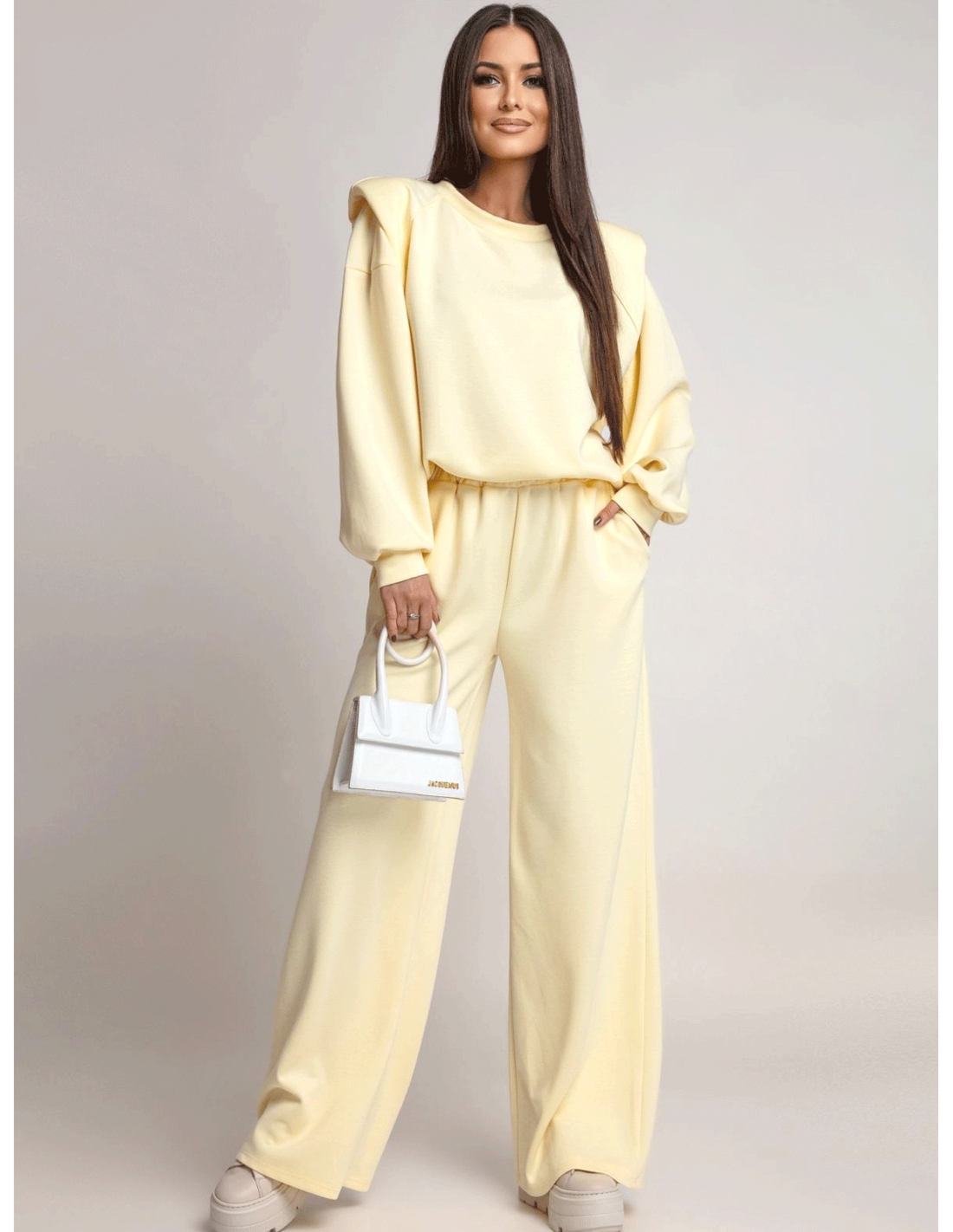 Komplet dresowy z szerokimi spodniami KIANO - cytrynowy