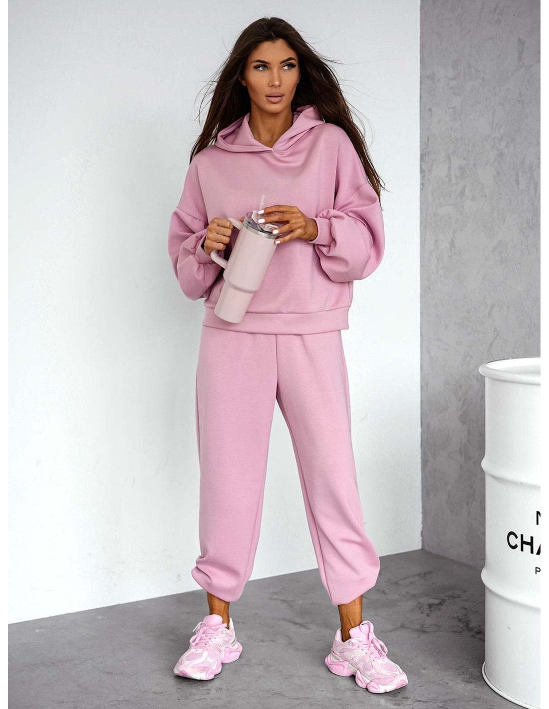 Wiskozowy komplet dresowy NORIEL - brudny róż