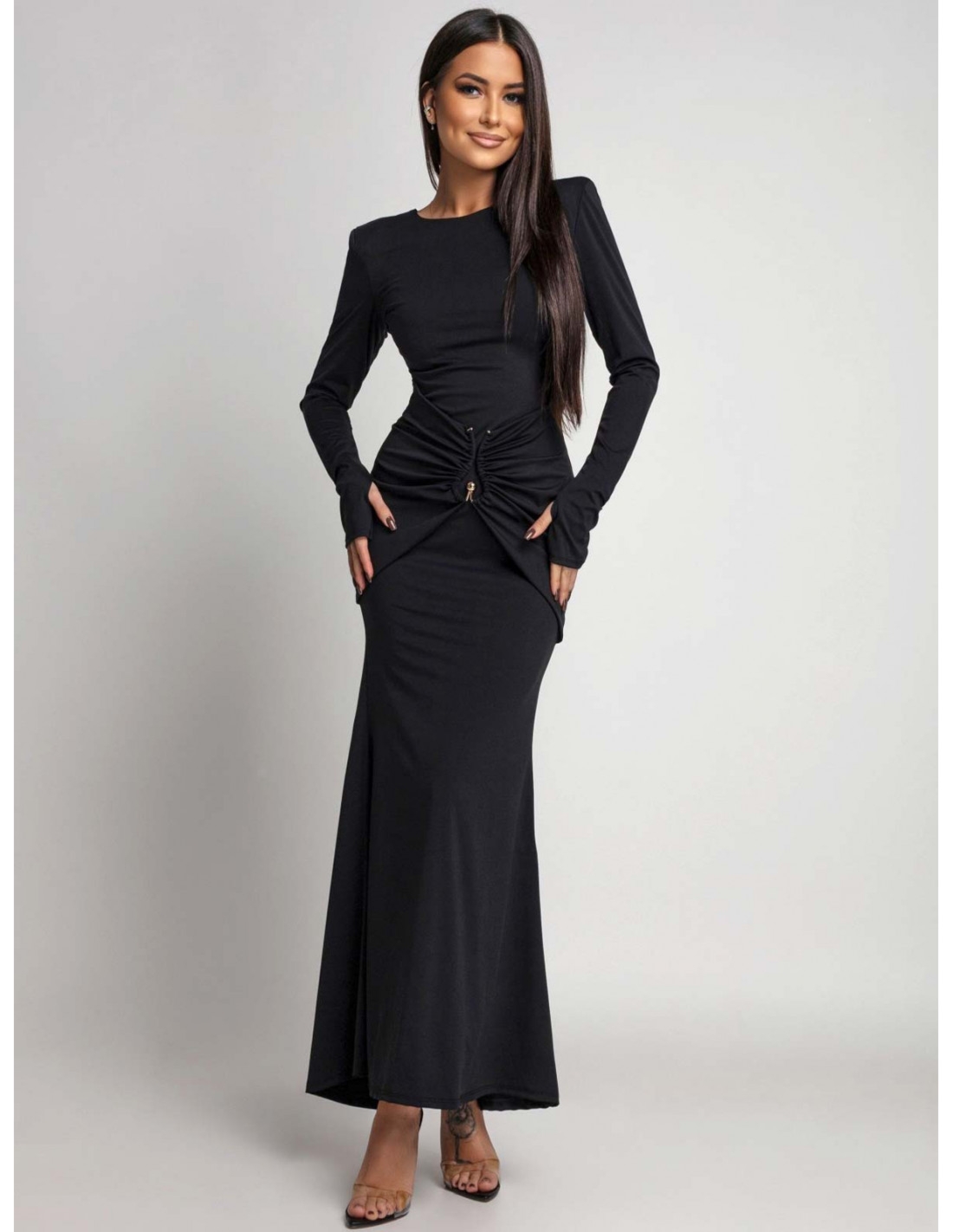 Maxi sukienka z odkrytymi plecami CHLOE - czarna