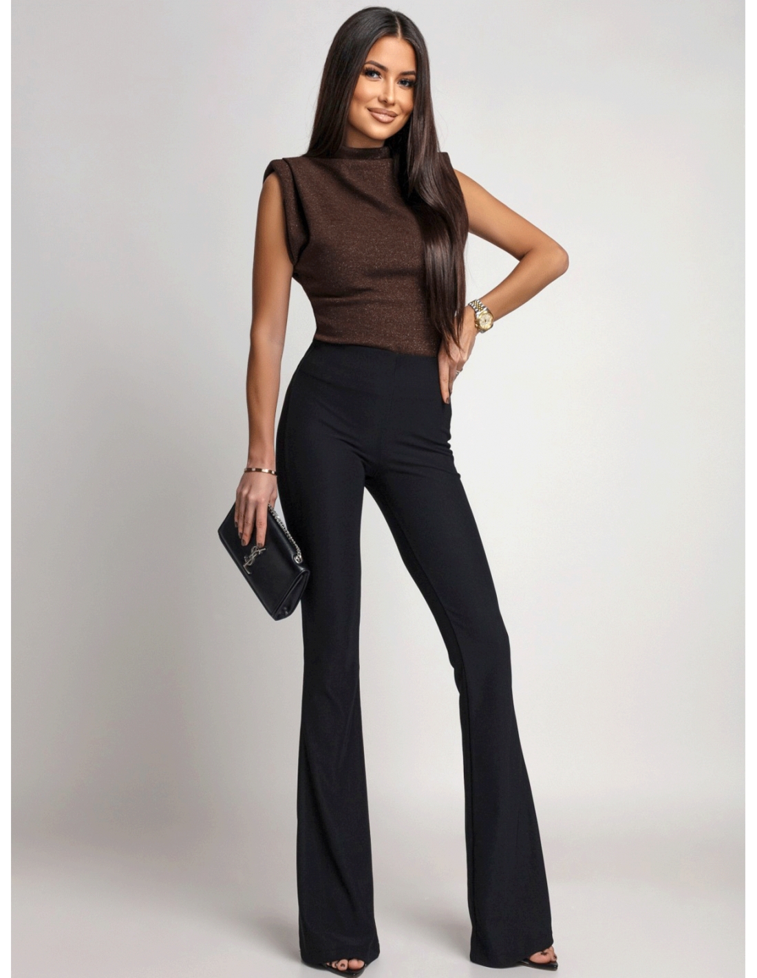 Dopasowane spodnie dzwony AVELISA - czarne