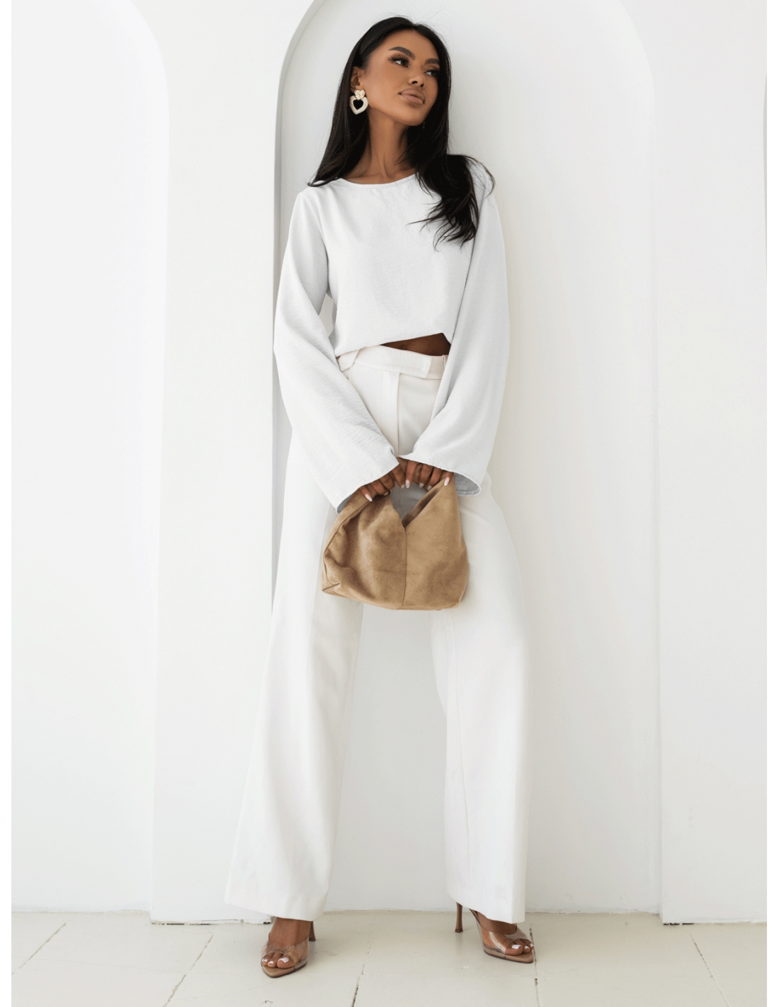 Bluzka z szerokimi rękawami MICHIE - biała