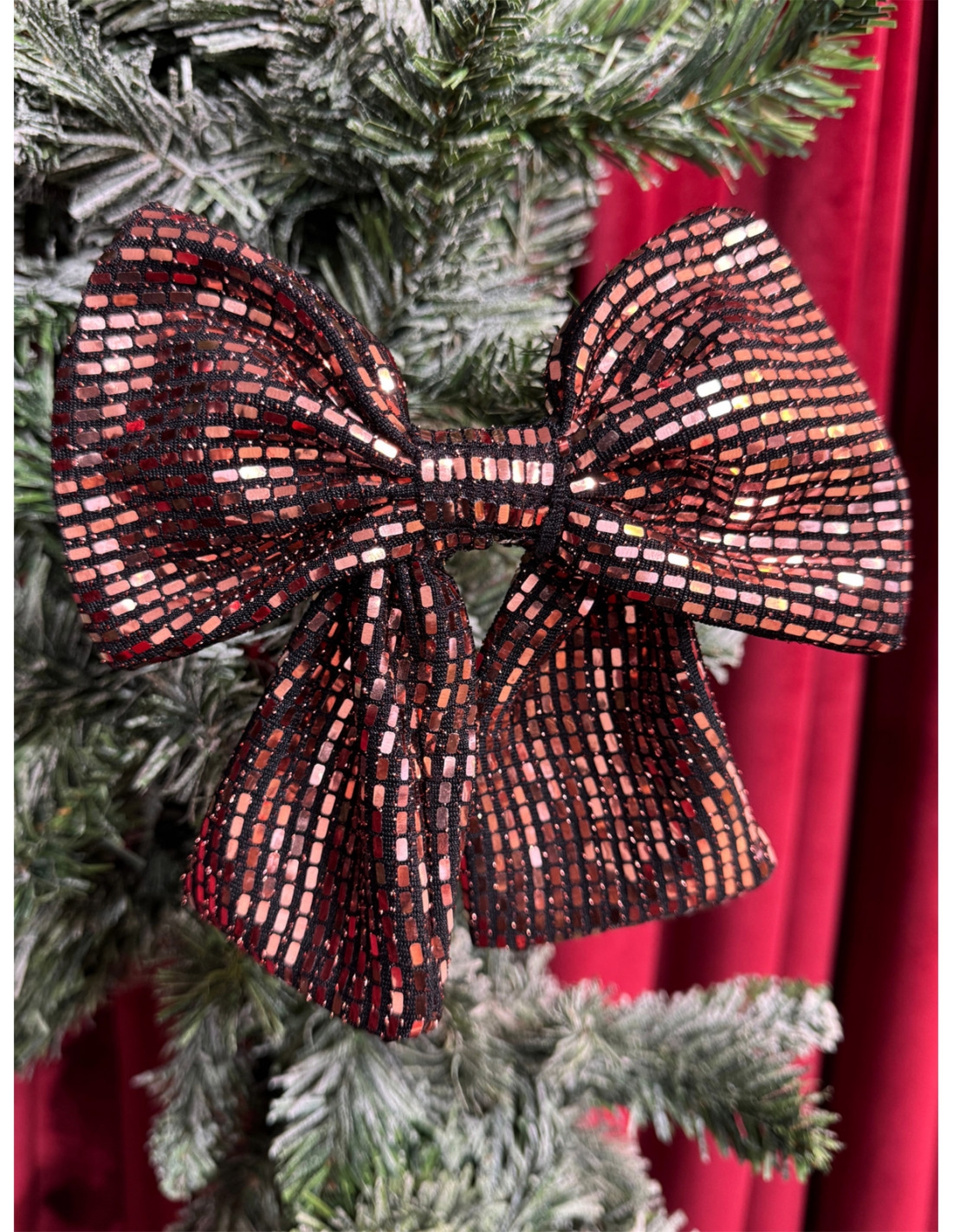 Ozdoba świąteczna choinkowa kokarda błyszcząca L - golden rose