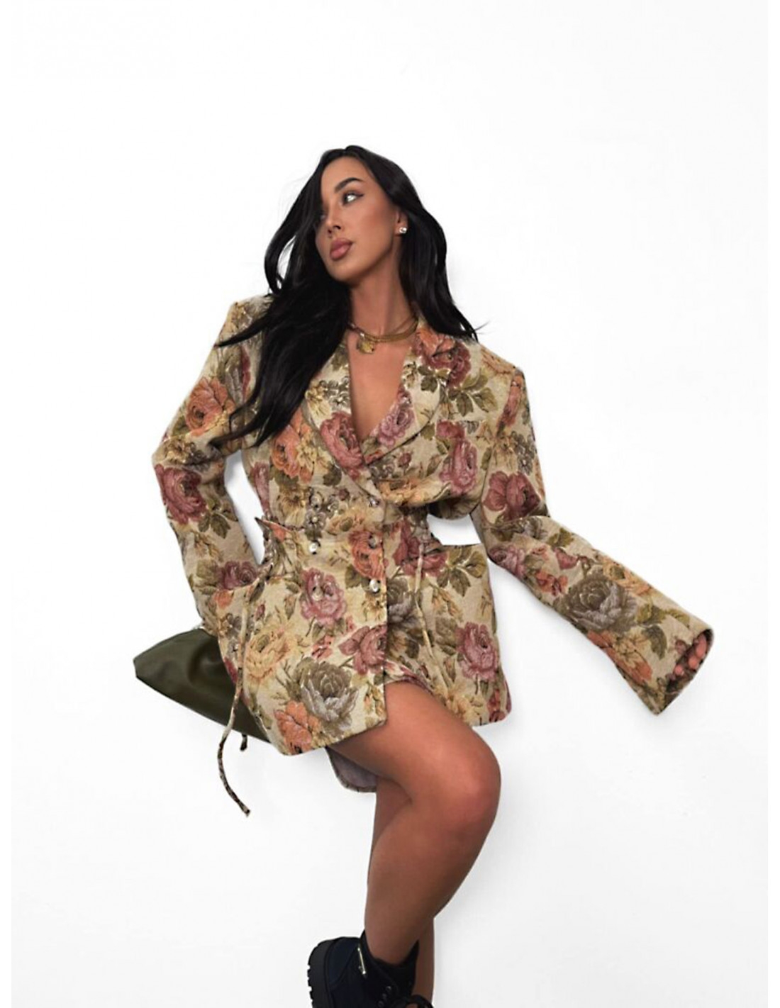 Żakardowa marynarka w kwiaty SERAFETTE - wzór 1