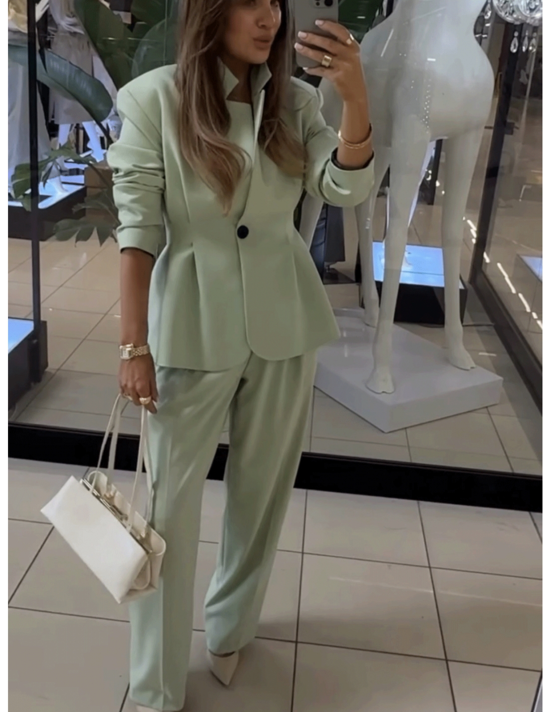 Taliowana marynarka z zakładkami SALINA - matcha