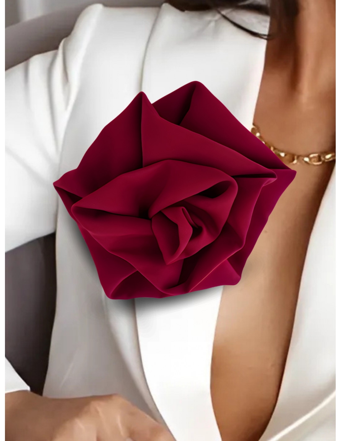 Broszka przypinana róża materiałowa - bordowa