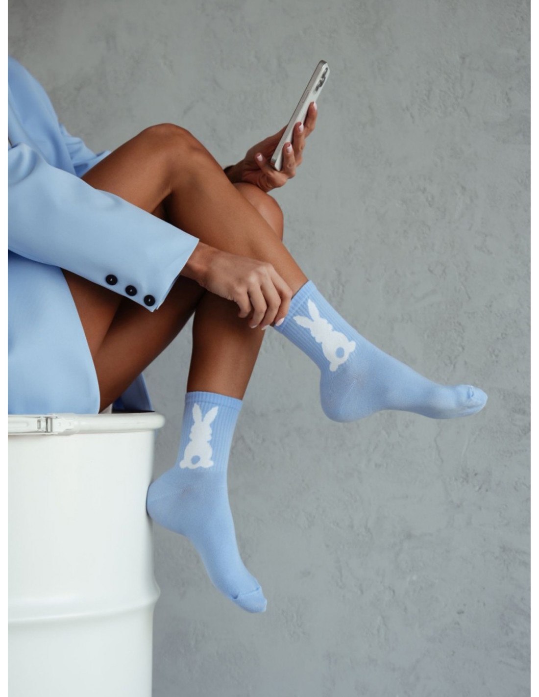 Skarpetki damskie KRÓLICZEK Z OGONKIEM - niebieskie