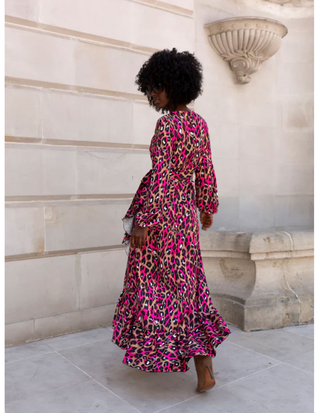 Przekładana sukienka maxi z wiskozy ELISANNE - panterka