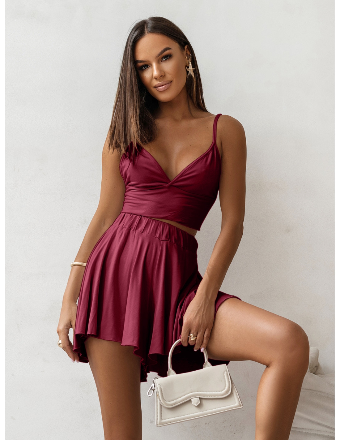 WP spódnico-spodenki z wiskozy - bordowe