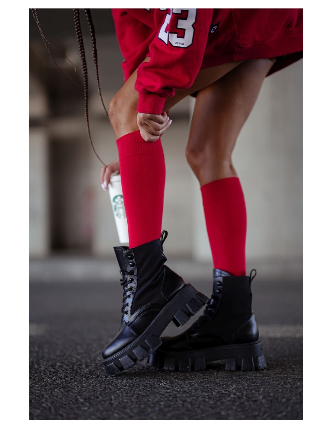 Podkolanówki skarpety gładkie TELNA - czerwone