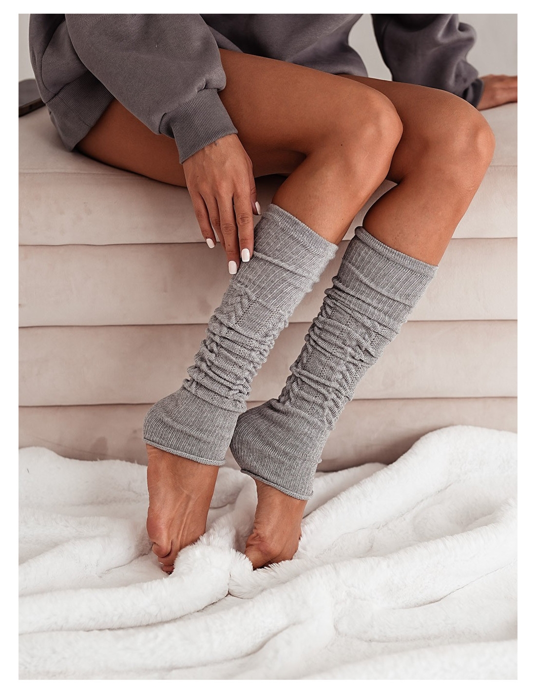 Getry ocieplacze bawełniane ażurowe DITA- szare