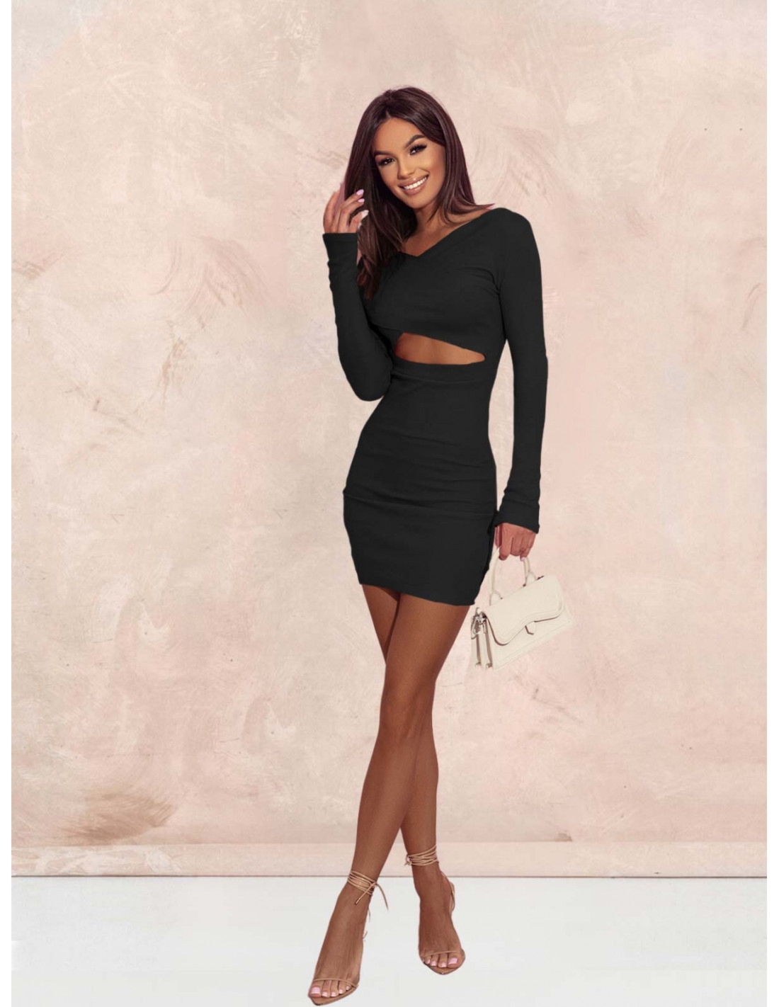 Sukienka z wycięciem w talii JORDAN - czarna